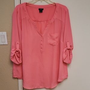 Torrid hot pink 3/4 sleeve blouse
